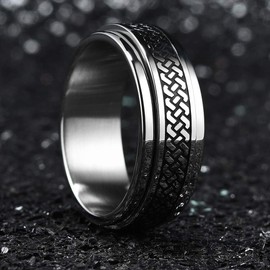 King Will INTERTWINE 8mm Mens Stainless Steel Wedding Ring Spinner Statement Band Celtic Knot Design High Polished 9