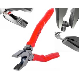 VAMPLIERS 9" Side Cutting Linemans Pliers with Crimper. Made in Japan. Heavy Duty High Leverage Design Screw Extractor Jaws