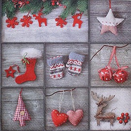 20 Servietten Weihnachten Cottage Winter Patchwork 33 x 33 cm 3 lagig, Lunch Servietten Weihnachten für den gedeckten Tisch Anlass, Fest, Party, Advent, Veranstaltung