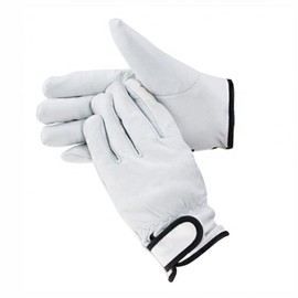 1 Pair Pigskin Leather Gardening Gloves, L/XL Mens and Ladies Gardening Glove, Leather Safety Work Gloves for Warehouse, Construction, Outdoor (White)
