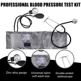Manuelles Blutdruckmessgerät, Blutdruckmessgerät Manuell Blutdruckmanschette Home Blut Druck Cuff Kit mit Einzelkopf-Stethoskop mit Reißverschluss-Etui(Grau)