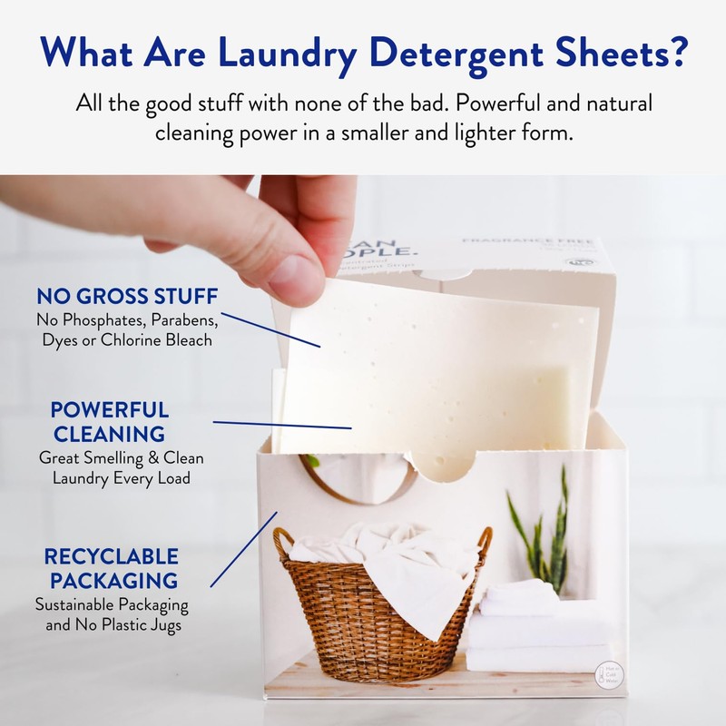 The Clean People Laundry Detergent Sheets - Hypoallergenic Laundry Soap