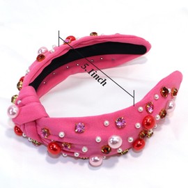 RUIOMII Pearl Damen Knoten Stirnreif mit Kristallperlen Breites Haar Stirnband Scrunchies Mode Accessoires