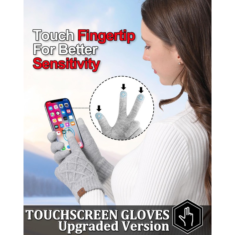 REACH STAR 2 Pairs Winter Gloves for Women, Touch Screen