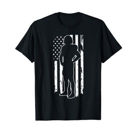 US Flag American Football Player Silhouette Vintage Patriot T-Shirt