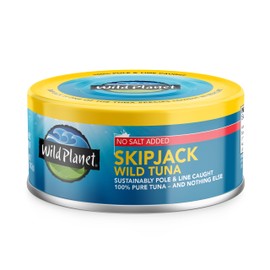 Wild Planet Skipjack Wild Tuna, No Salt Added, Canned Tuna, Sustainably Wild-Caught, Pole & Line, Non-GMO, Kosher, 5 Ounce (Pack of 12)