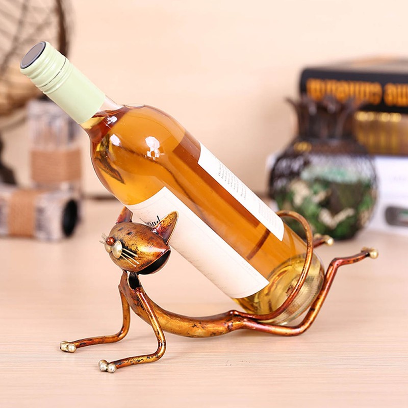 Cat Wine Holder Innovative Modern Style Decorative Metal Cat Shaped