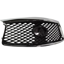 Unbeatable Auto Parts For 2016-2020 Infiniti QX60 Front Bumper Upper Grille W Camera Option Chrome