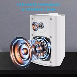Herdio Indoor Outdoor Speakers Waterproof Wired 200W Bass Wall Mount Speakers - White