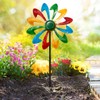 Vkinman 11.41inch Metal Wind Spinner Garden Wind Spinners Rainbow Flower