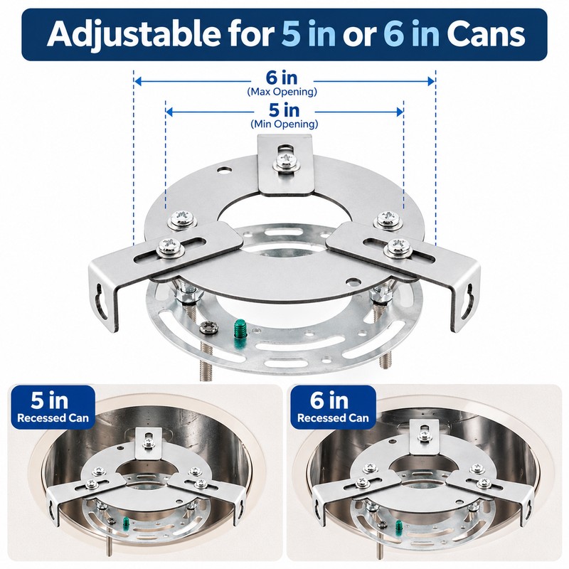 Recessed Can Light Conversion Kit – Adjustable Metal Mounting Hardware