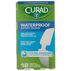 Curad CUR47442RBZ Bandage, Butterfly, Wp, 1 3/4" x 3/8", 1 box of 12 Bandages