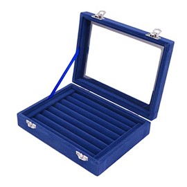 ZJchao Bandeja para anillos, 7 Ranuras Vitrina de Joyería Caja de Almacenamiento de Joyería Bandeja de Joyería Vitrinas de Anillo de Terciopelo con Ta