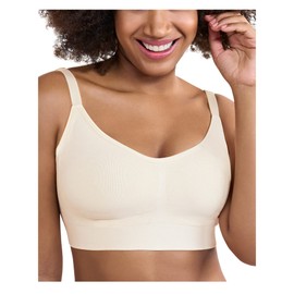 CURVEEZ Cozy Comfort Support Bra| Wire Free Bralette Full Coverage| Seamless Compression Everyday Shapewear Bras for Women Nude