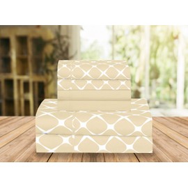 Elegant Comfort Luxury Soft Bed Sheets Bloomingdale Pattern - 1500 Premium Hotel Quality Microfiber Softness Wrinkle and Fade Resistant (6-Piece) Bedding Set, Queen, Linen Cream