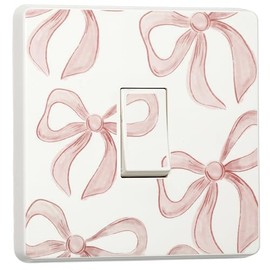 stika.co Pack of 2 Pink Bow Print Single Light Switch Sticker Vinyl Cover Skin