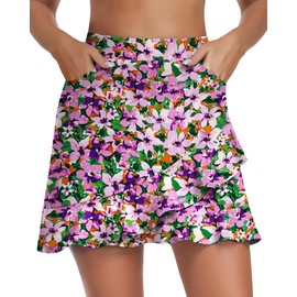 WOWENY Knee Length Skorts Skirts for Women 16"-17" Long Athletic Golf Skort with Pockets Tennis Skorts Skirts with Shorts