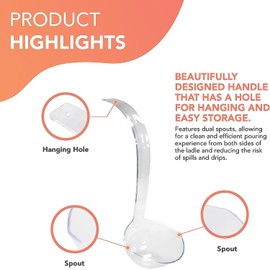 S.G 5oz Plastic Punch Ladle with Hanging Hole (13x4.25 Inches) – Clear Hard Plastic Soup Ladles for Serving & Cooking – Disposable Large Ladle Spoon for Clean Pouring of Punch, Gravy, Stews & Sauces