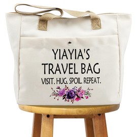 WCGXKO Yiayia Gift Yiayia Typography Canvas Tote Bag Travel Bag Shopping Bag For Grandma (YIAYIA TB CA)
