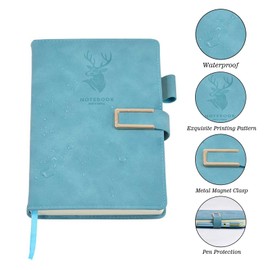 NINEWORD Super Thick Business Notebook A5 Buckle Sheepskin Notepad(Deer Head Design) PU Leather Hardcover Notepad,Journal,Diary Gift(Pink)