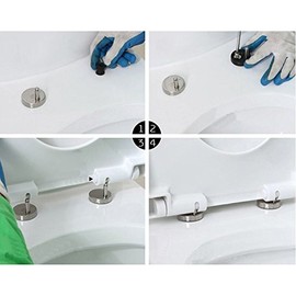Yulakes Stainless Steel Universal Toilet Seat Fixing Set Hinge for Toilet Lid Toilet Lid Toilet Seat Repair Parts with Screws Accessories/Replacement Toilet Seat Hinges