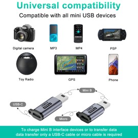 HENGBIRD 8 Pack Lightning to USB C Adapter, USB C Adapter, Micro USB Adapter, Mini USB Adapter Female to Male USB 2.0 for Sat Nav, Action Cam for Use Smartphone