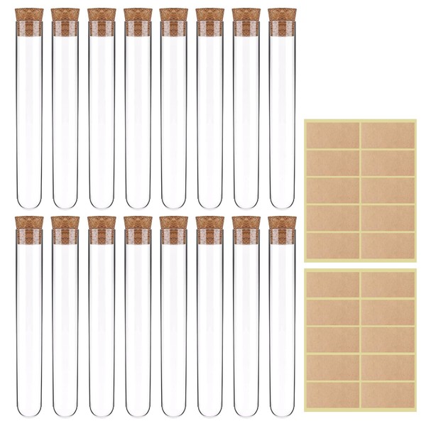 Test Tube with Corks, Pack of 15, Plastic Test Tubes