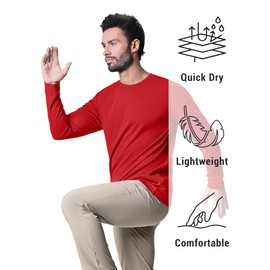 KEFITEVD Mens Rash Guard Long Sleeve UPF 50+ UV Sun Protection Performance Tops Quick Dry Hiking Shirts Workout Shirts for Men Tomato