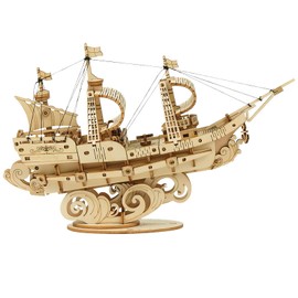 DIY 3D Wooden Ship Model Puzzle for Adults, Mechanical Woodcraft Construction Kit for Kids and Teens, Self-Assembly Model Kit