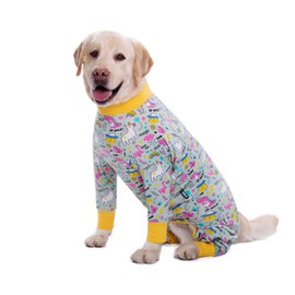 BT Bear Large Dog Clothes, Elastic Pet Onesie Clothes Protect Joints Anti-hair Anti Licking, Wound Protection Pet Pajamas PJS Dog Jumpsuit For Medium Large Dogs(6XL,Dinosaur)