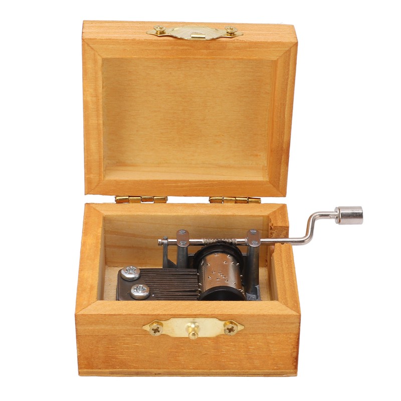 Hand Cranked Music Box Mini Portable Gemini Pattern Retro Style