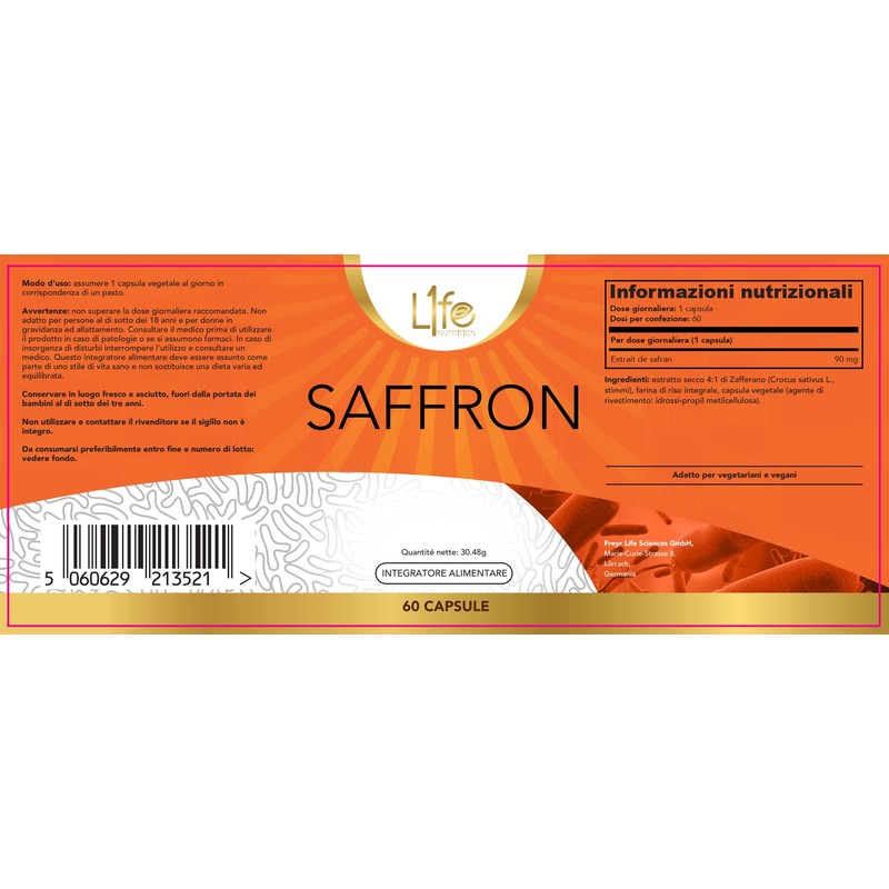 LN Saffron | 60 Saffron Capsules - 90mg (from 4:1
