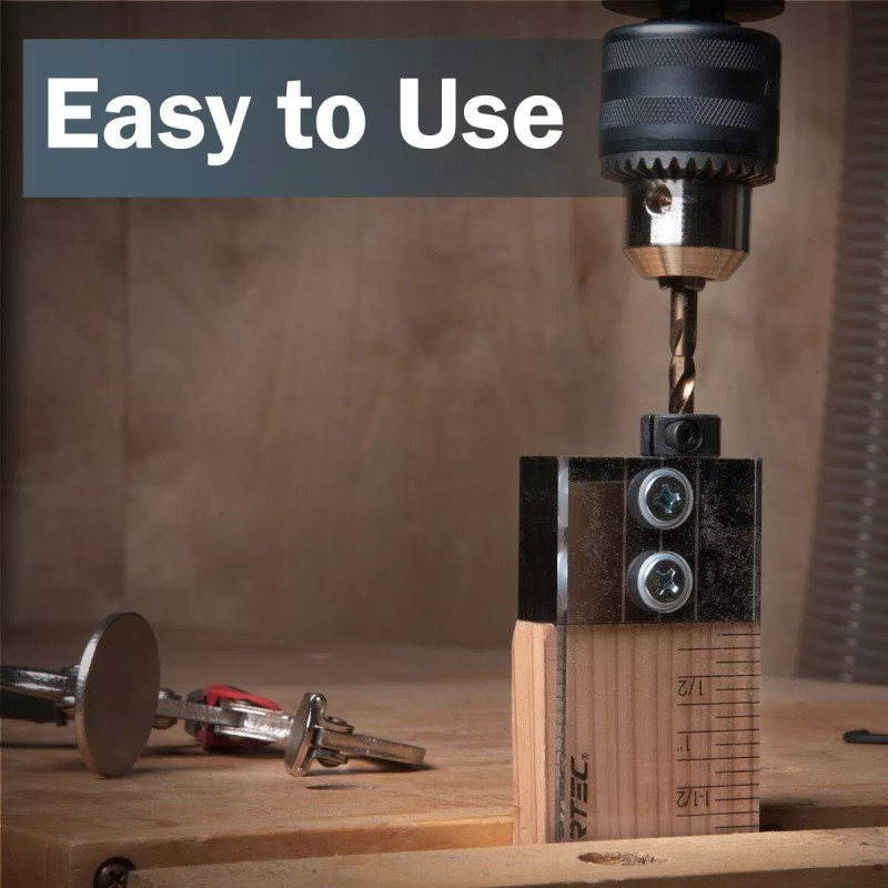 POWERTEC 71716 Dowel Drilling Jig with laser cut witness mark,