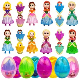 Pinkiwine 8 Pack Prefilled Easter Eggs Princess Deformation Egg Toys for Kids Boys Girls Easter Basket Stuffers Gifts Party Favors