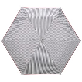 Moonbat Sweet Jasmil Folding Umbrella, Hickory Stripe x Hem Overlock, Rain Umbrella, Folding Umbrella, Lightweight, Windproof, Women's Navy Blue, Rib Length: Approx. 21.7 inches (55 cm), blue (navy