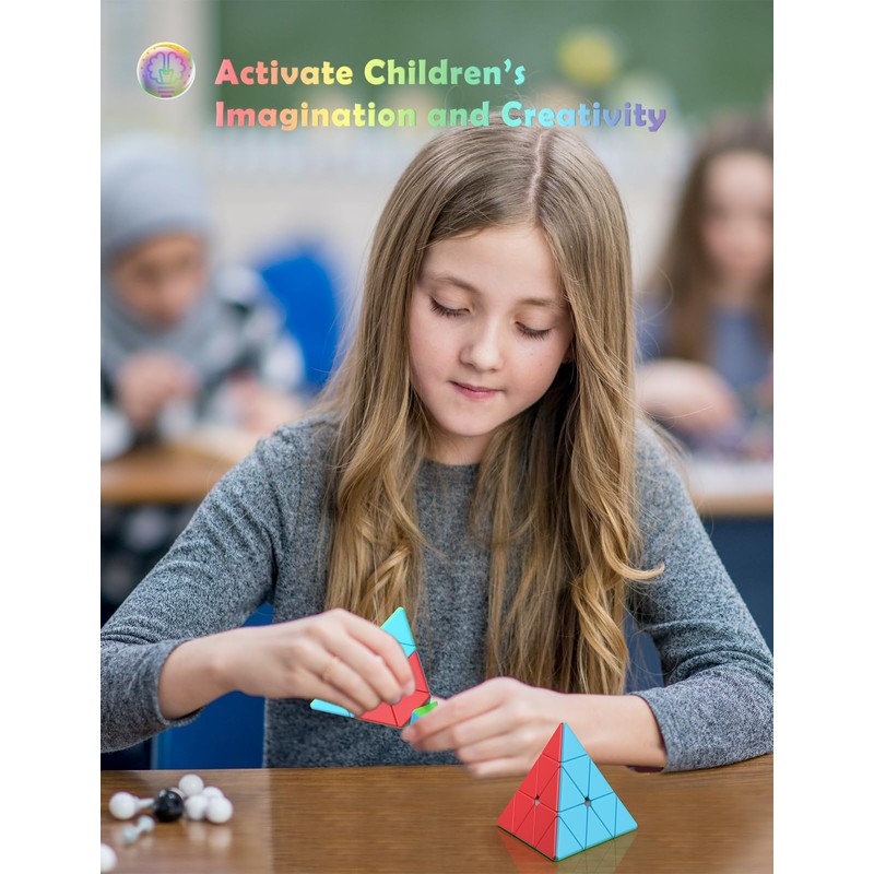 ROXENDA Pyramid Speed Cube Original Triangle Stickerless Pyraminx Puzzle Cube;