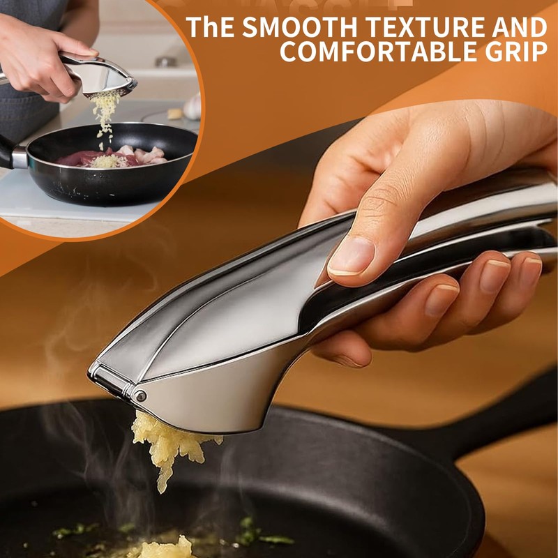 Premium Garlic Press, Heavy Duty Easy-to-Clean Garlic Mincer & Crusher,