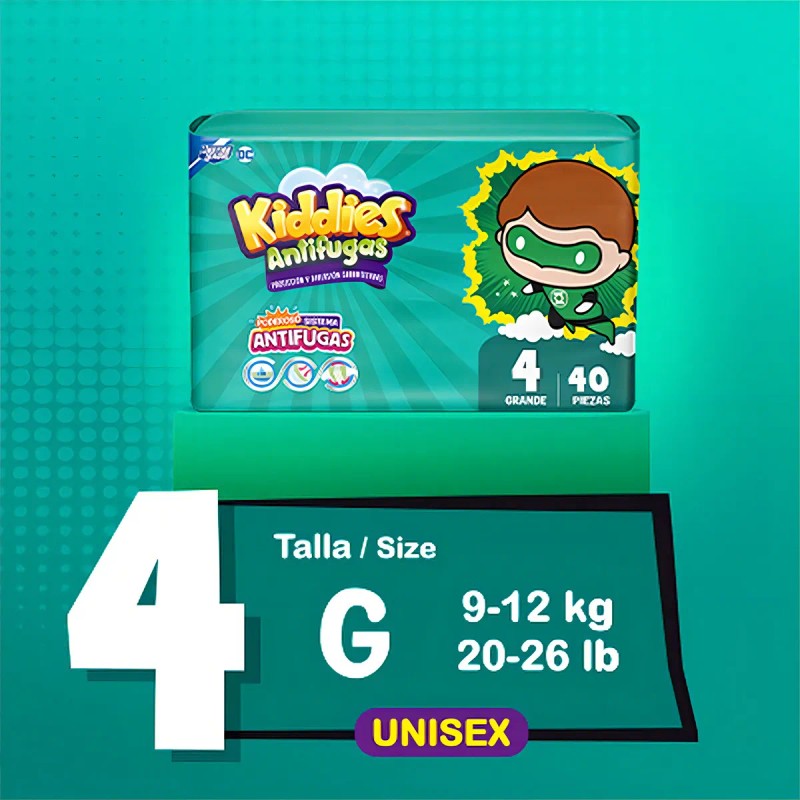 Pañales Kiddies Antifugas Talla 4 G Unisex 80 Piezas Género