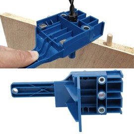 Localizador de Punzones para Carpintería, Plantilla de Clavija de Agujero Recto, Guía de Perforación de Carpintería Ajustable para Brocas de 6/8/10 Mm(Azul)