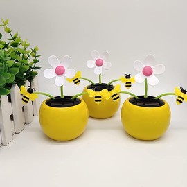1PCS Solar Dancing Flower Apple Blossom Bee Solar Powered Car Swinging Animated Dancer Swing Toys Car Windowsill Decoration