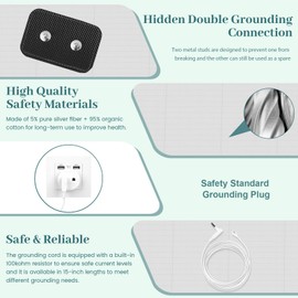 RIQINXIN Grounding Bed Sheet 68 x 132 cm Grounding Mat with EU Grounding Cable Conductive Silver Fibre Grounding Mat for Better Sleep 10% Silver Thread Content and 90% Cotton