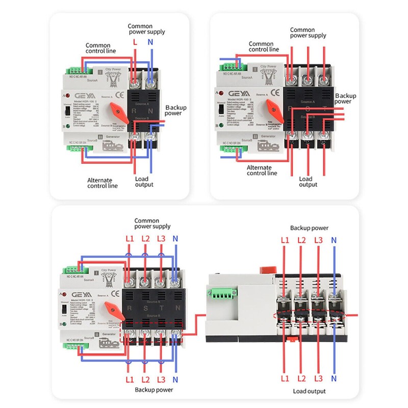 GEYA Mini ATS Automatic Transfer Switch Electrical Selector Switches Dual