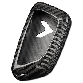 T-carbon Real Carbon Fiber Key Fob Cover Compatible with Corvette C8 Key Fob Cover Case High Gloss Fnish Key Fob Protector Compatible with Stingray Corvette C8 2020-2024 Smart Key(Black)
