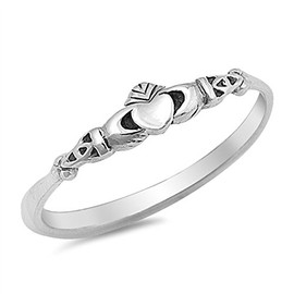 Claddagh Love Heart Celtic Knot Promise Sterling Silver Ring Size 8