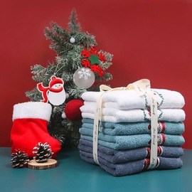 Songwol Towel Christmas Special Antibacterial Winter Day 150g 6 Piece Ribbon Gift Wrapped Towel Set Hotel Towel / 송월타올 크리스마스 스페셜 항균 윈터데이 150g 6장 리본선물포장 타올세트 호텔수건