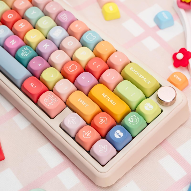 COOMICKEY Cute PBT Keycaps 133 Keys Candy Bear Custom Keycaps