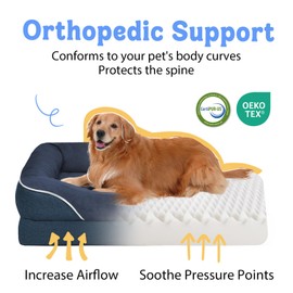 Washable Orthopedic Large Dog Bed - Extra Large Dog Bed with Bolsters Removable Orthopedic Foam Support Dogs Beds for XL Large Size Pet with Waterproof Cover Non-Slip Bottom