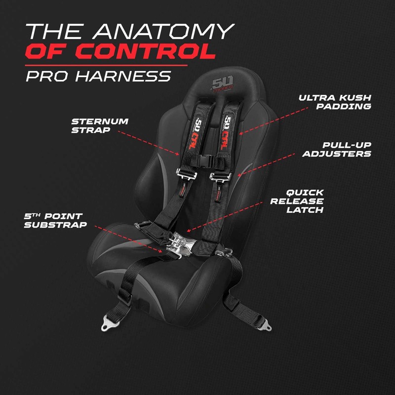 1pc Black 5 Point Harness for Bucket Seat, Latch Release,