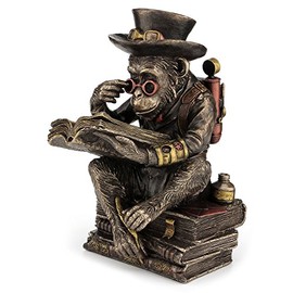 Veronese Design 7 1/2" Steampunk Chimpanzee Scholar Resin Statue Bronze Finish