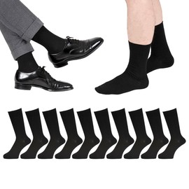 Fukusuke 155N58A8 Men's Business Crew Length Socks, 10 Pairs Set, Deodorizing, Reinforced Toe and Heel, Casual, Washable, Tear Resistant, Fukusuke, Black, 25.0-27.0 cm